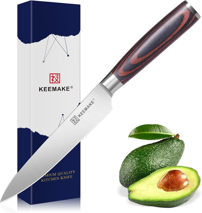 KEEMAKE Utility Knife 6 inch, Paring Knife with German High Carbon Stainless Steel 1.4116 Blade, Fruit Knife with Pakkawood Handle Small Kitchen Knives with Gift Box - Image 1
